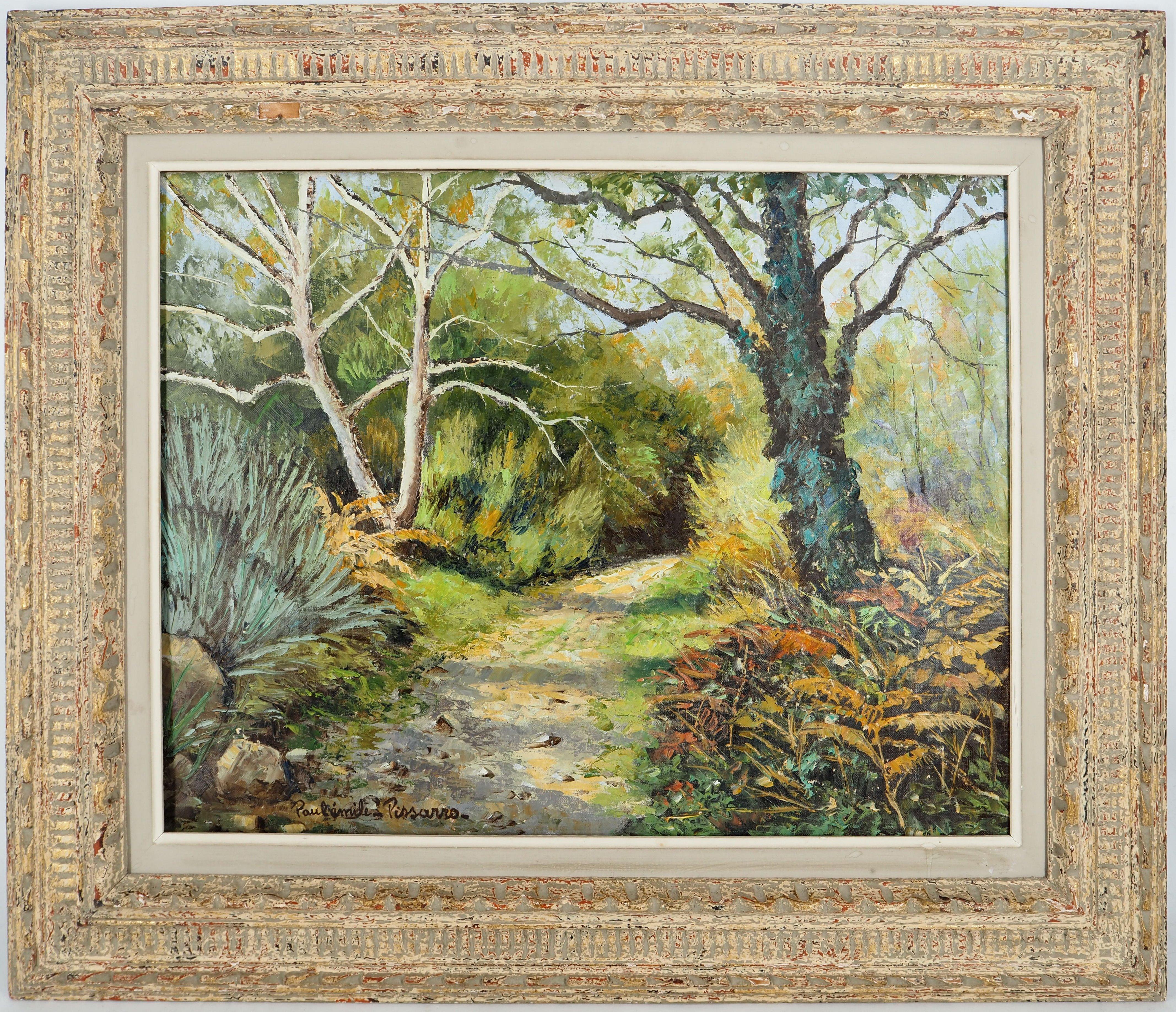 Landscape Painting di Paul Emile Pissarro - Normandia: Sentiero vicino a Saint Omer - Olio originale su tela, firmato da una mano