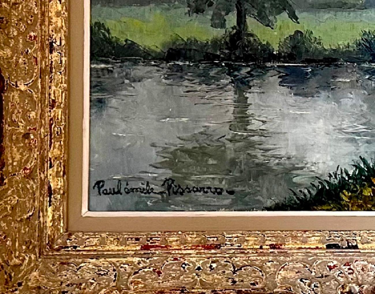  Novembre au bord de l’eau  - Brown Landscape Painting by Paul Emile Pissarro
