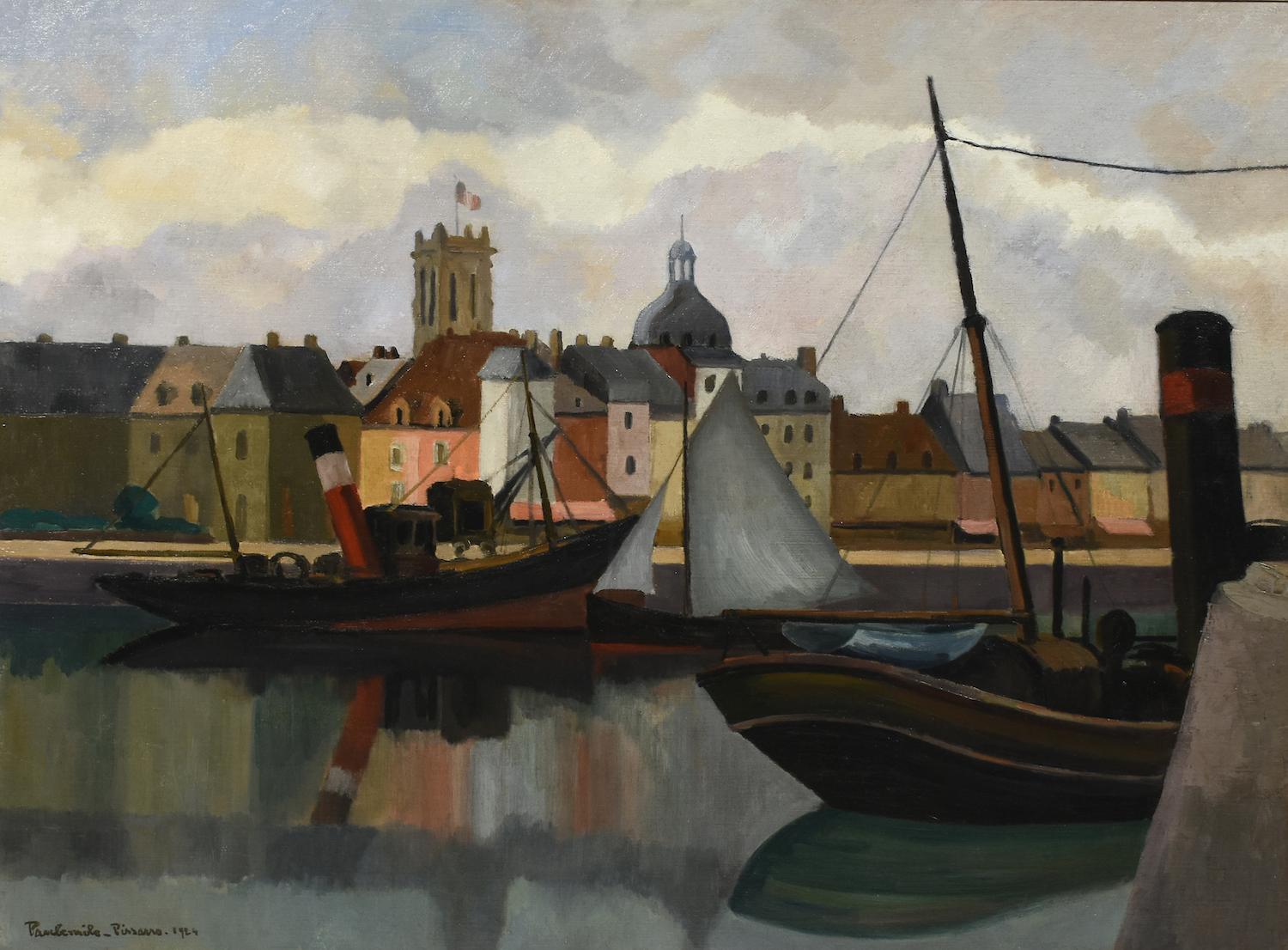 Paul Emile Pissarro Landscape Painting - Oil painting titled Le Port de Dieppe by Paulémile Pissarro 