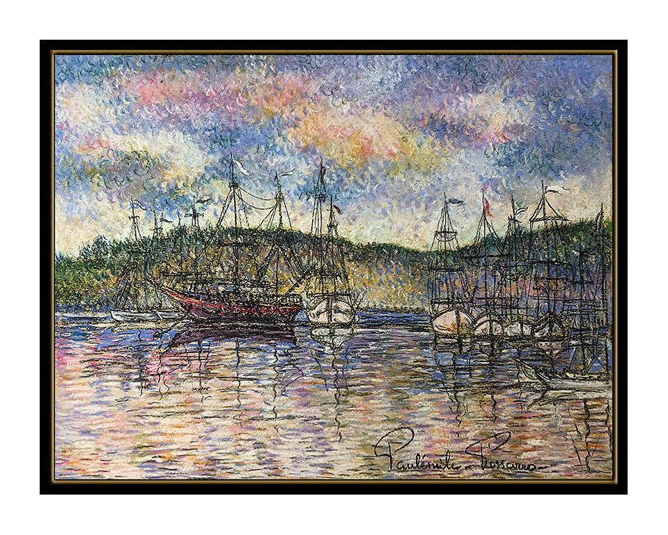 Paul Emile Pissarro Original Pastel Painting Signed French Seascape Artwork SBO For Sale 1
