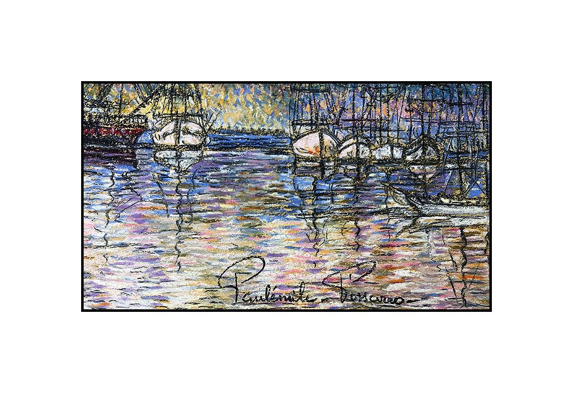 Paul Emile Pissarro Original Pastel Painting Signed French Seascape Artwork SBO For Sale 2