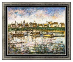 Paul Emile Pissarro Pastel Painting Original Signed French Landscape Framed Art