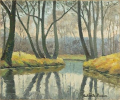 Paysage d'Hiver by Paulémile Pissarro - River scene, oil painting