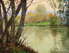 Rivière Automne a Clecy - Paysage impressionniste à l'huile de Paul Emile Pissarro