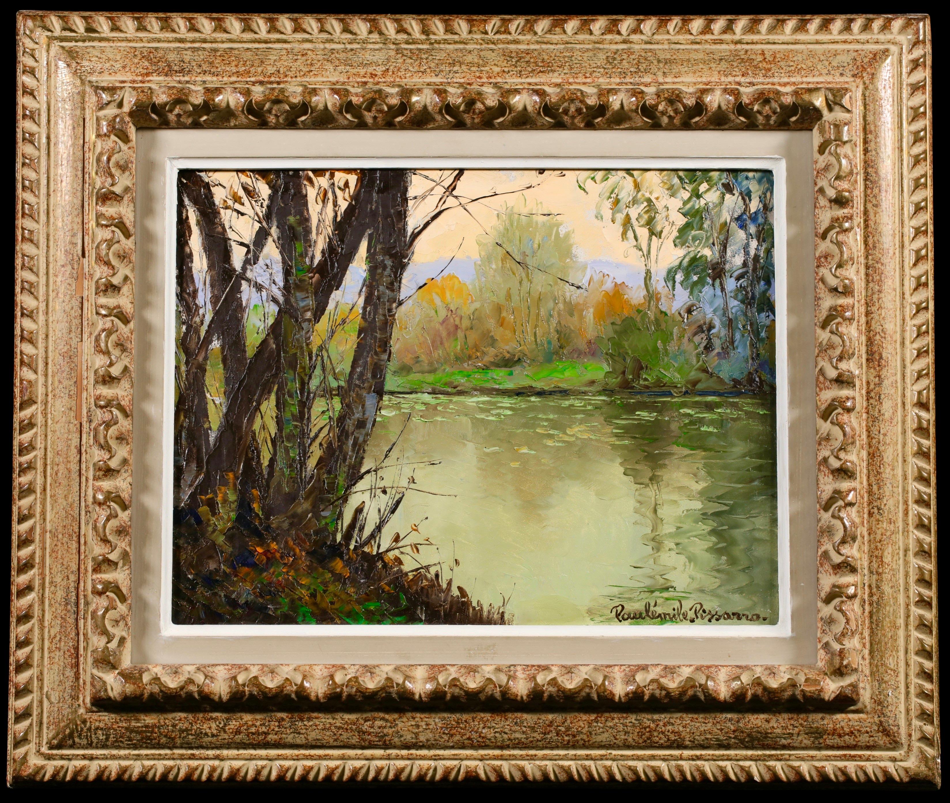 Paul Emile Pissarro Still-Life Painting - Riviere Automne a Clecy - Impressionist Landscape Oil by Paul-Emile Pissarro