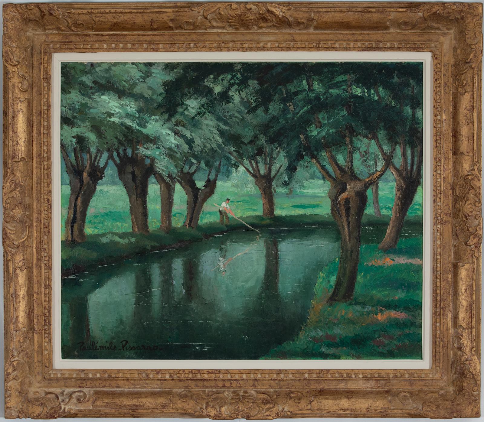 Rivière Saulaie à Lyons-la-Forêt, Eure by Paulémile Pissarro - Oil painting - Painting by Paul Emile Pissarro