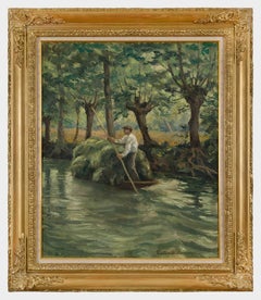 Der Bootsmann, Marais Poitevin von Paulémile Pissarro - Ölgemälde, Landschaft