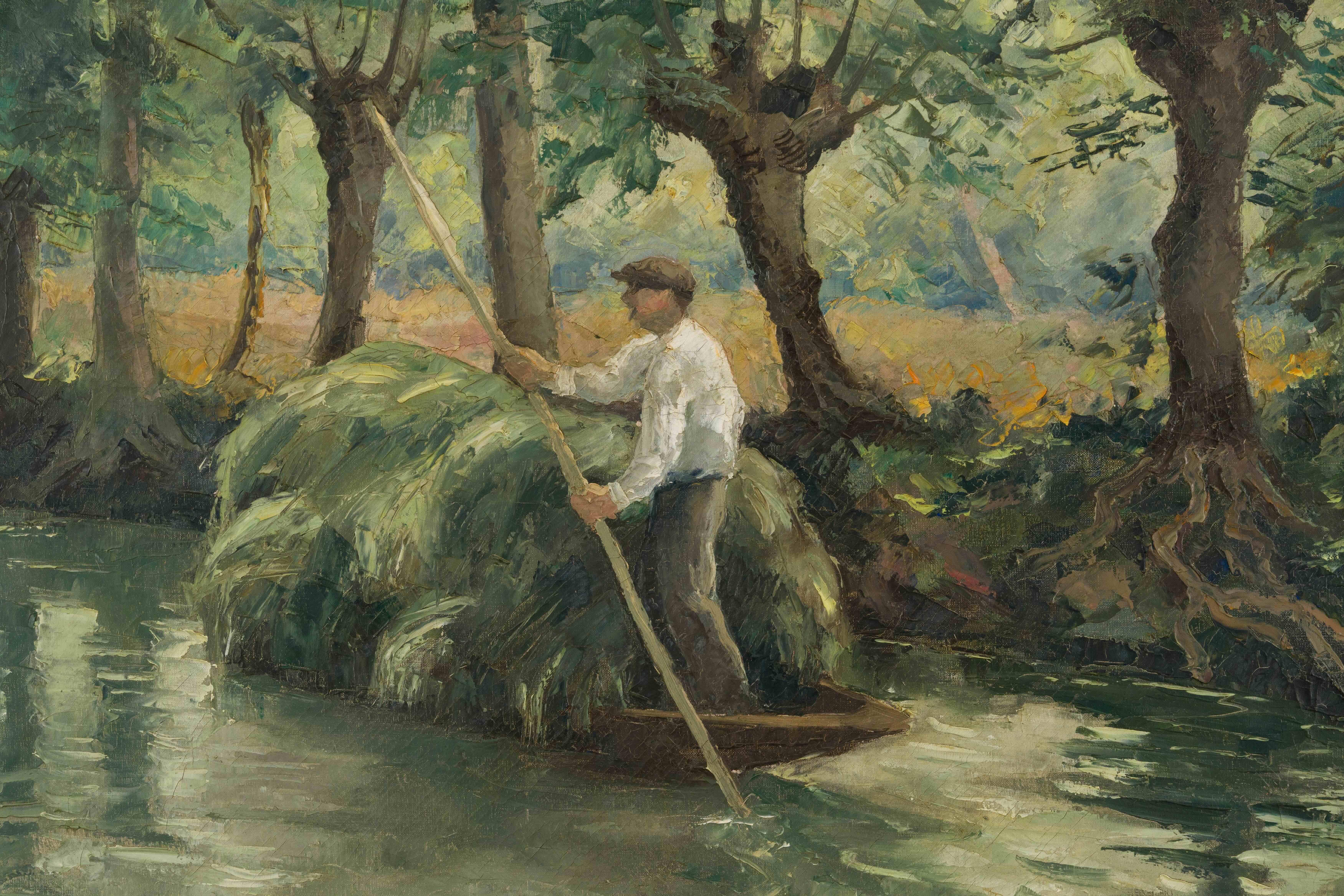 The boatman, Marais Poitevin by Paulémile Pissarro (1884-1972)
Oil on canvas
73 x 60 cm (28 ³/₈ x 23 ⁵/₈ inches)
Signed lower right, Paulémile- Pissarro.
Painted circa 1930's

This work is accompanied by a certificate of authenticity and will be