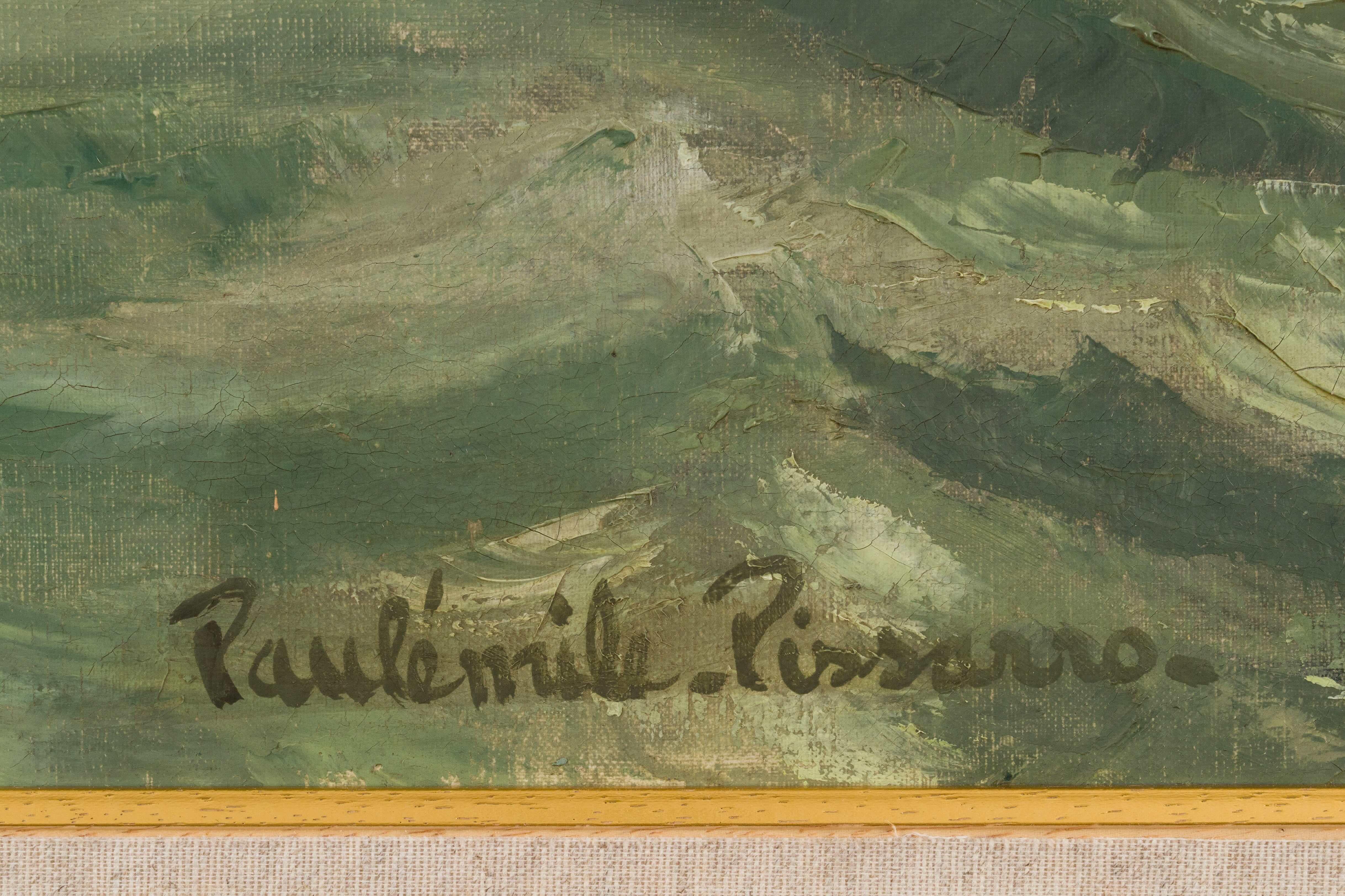 The boatman, Marais Poitevin by Paulémile Pissarro - Oil Painting, Landscape For Sale 1