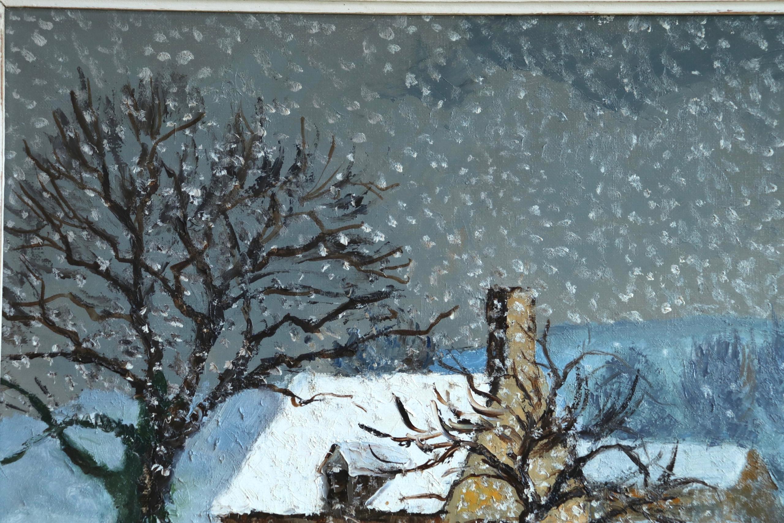 Winterlandschaft - Ferme Olivier großes impressionistisches Öl von Paul Emile Pissarro 3
