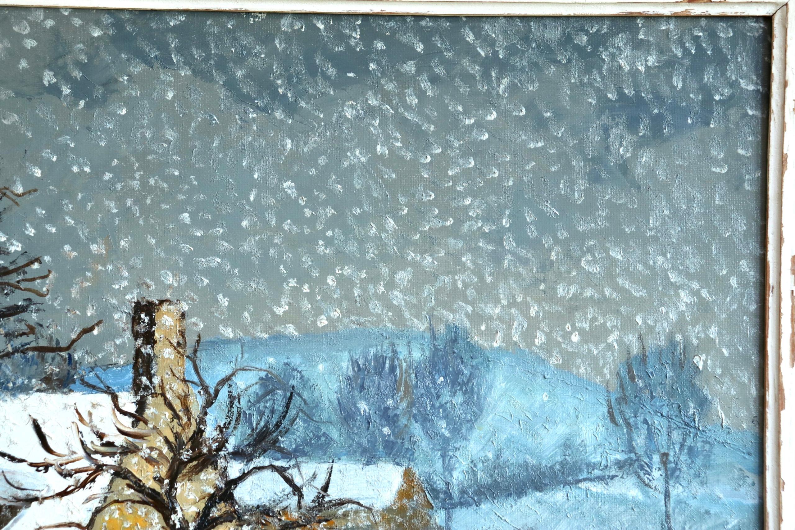Winter Landscape - Ferme Olivier  large Impressionist oil by Paul Emile Pissarro 1