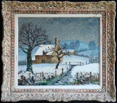 Winter Landscape - Ferme Olivier  large Impressionist oil by Paul Emile Pissarro