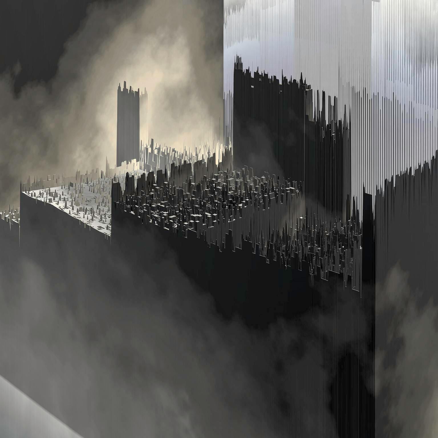 City Landcuts Assemblage - Vision of a Urban Territory - Abstract Cityscapes - Gray Landscape Photograph by Paul-Émile Rioux