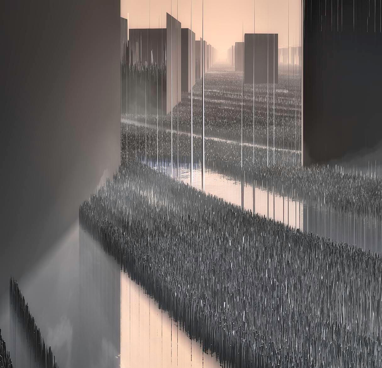City Landcuts - Vision of a Urban Territory - Abstract Cityscapes - Gray Color Photograph by Paul-Émile Rioux
