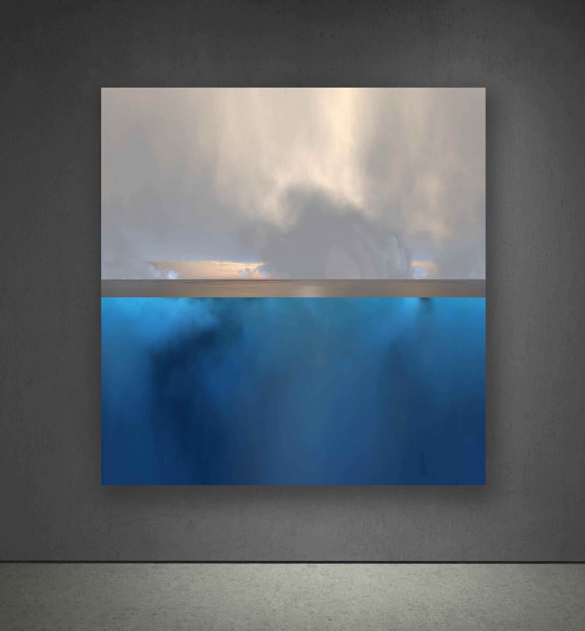 Triptych Clouds - Underwater World in Nuances of Blue - Abstract Seascapes - Photograph by Paul-Émile Rioux
