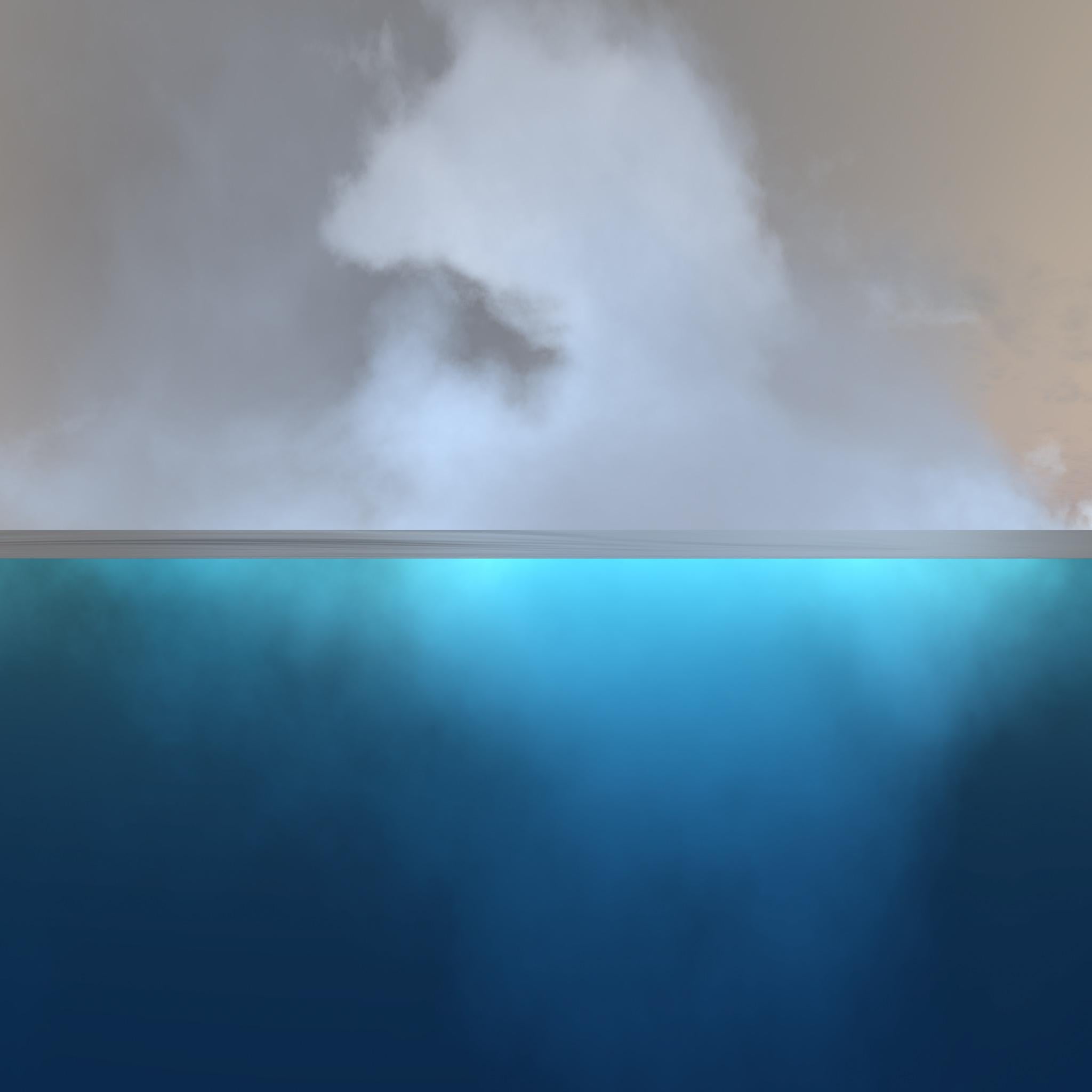 Triptych Clouds - Underwater World in Nuances of Blue - Abstract Seascapes For Sale 1
