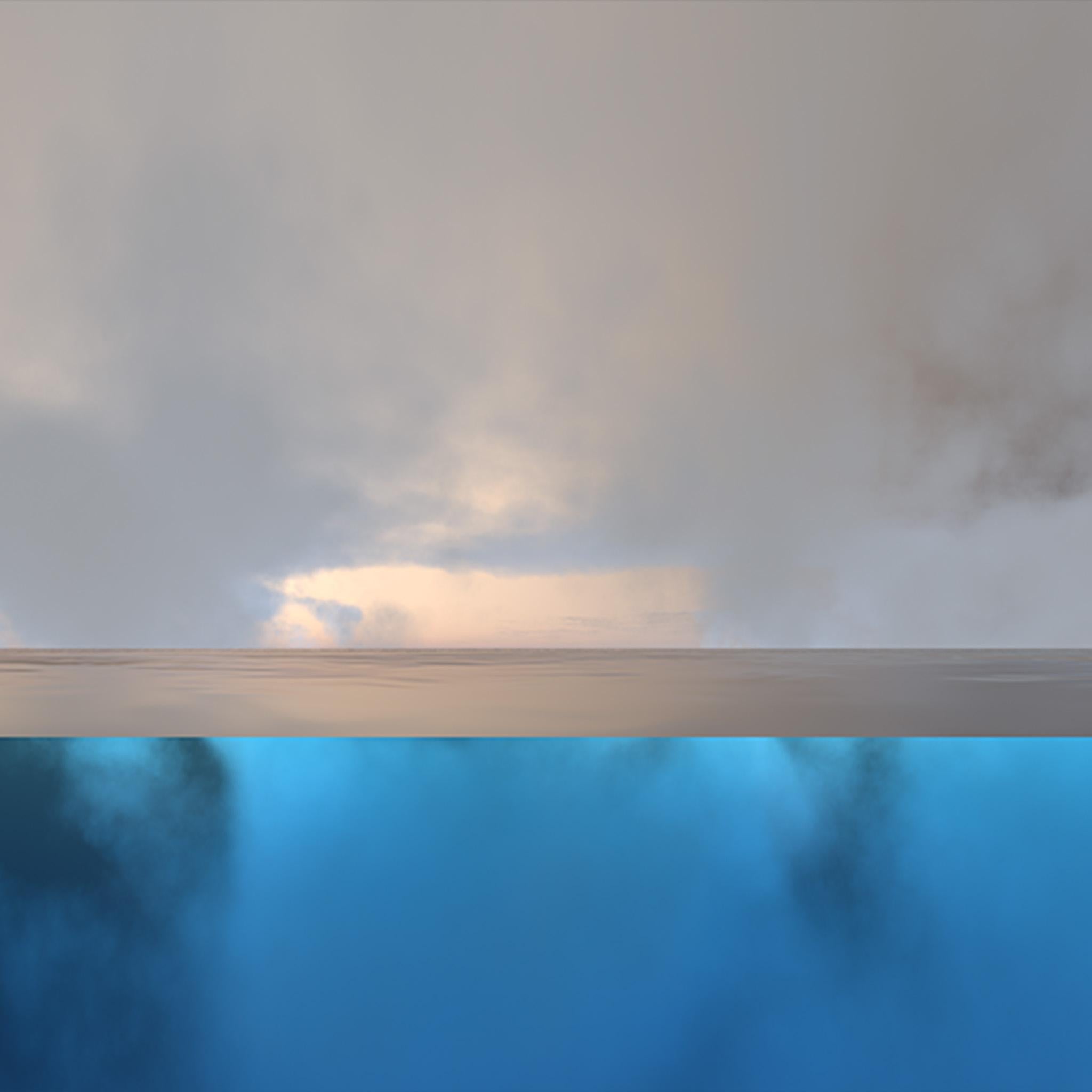 Triptych Clouds - Underwater World in Nuances of Blue - Abstract Seascapes For Sale 5