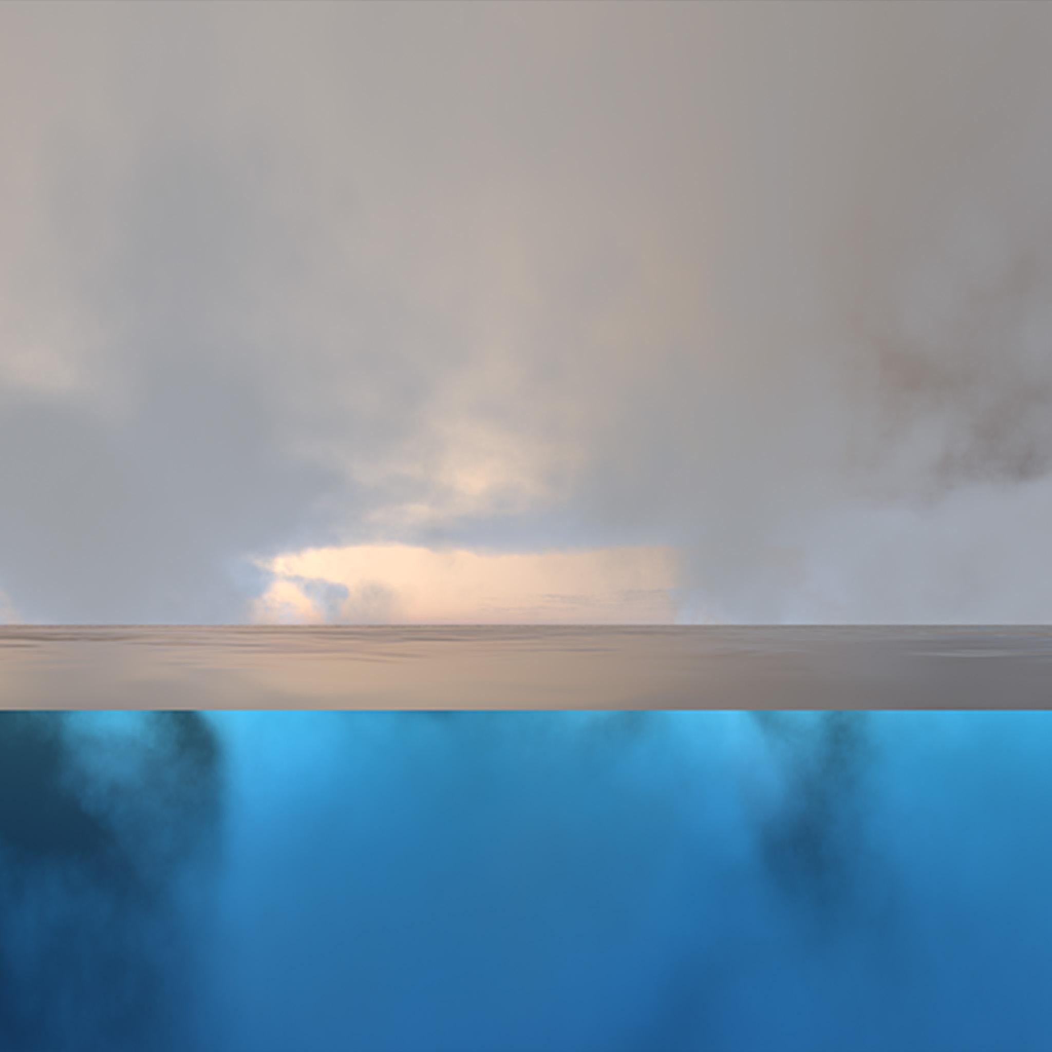 Triptychon Wolken – Unterwasserwelt in Blautönen – Abstrakte Meereslandschaften im Angebot 5