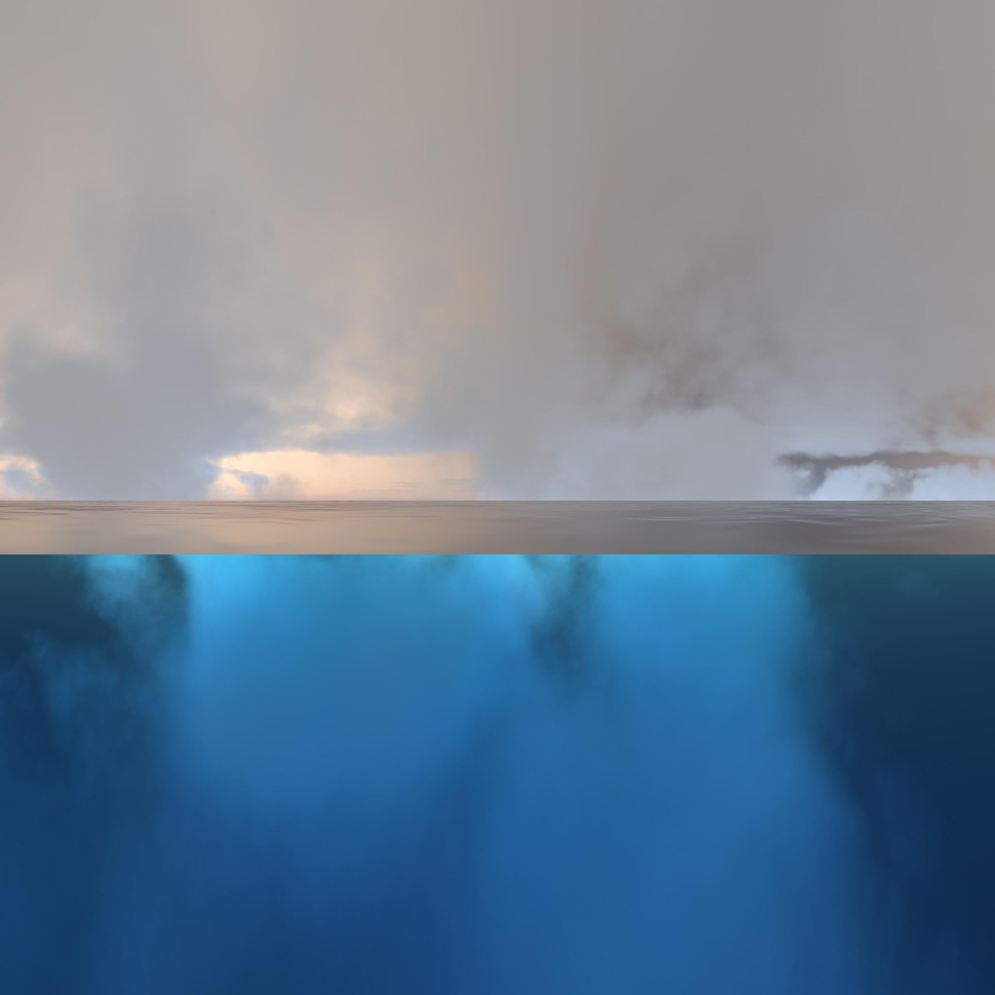 Triptych Clouds - Underwater World in Nuances of Blue - Abstract Seascapes For Sale 2