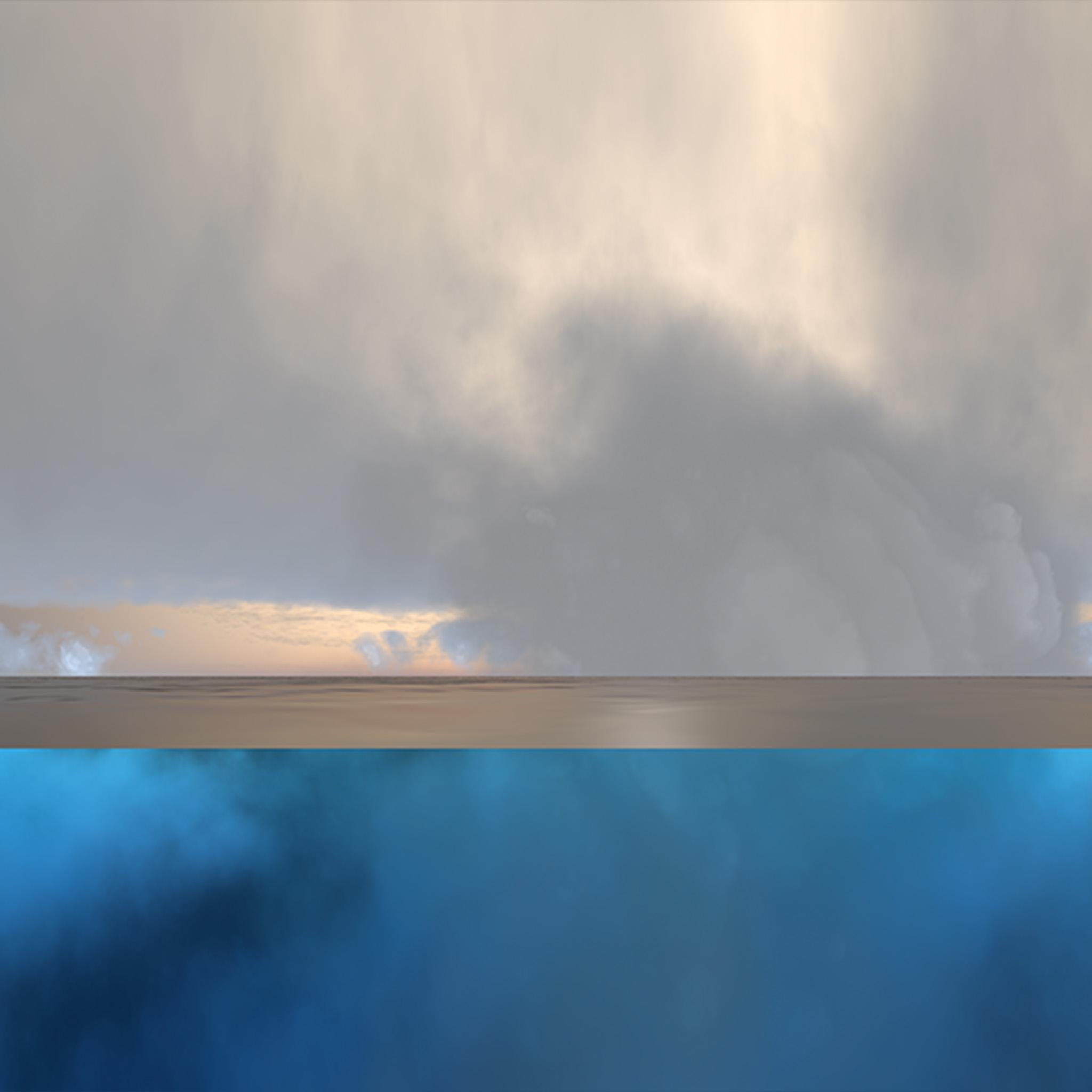 Triptychon Wolken – Unterwasserwelt in Blautönen – Abstrakte Meereslandschaften im Angebot 3