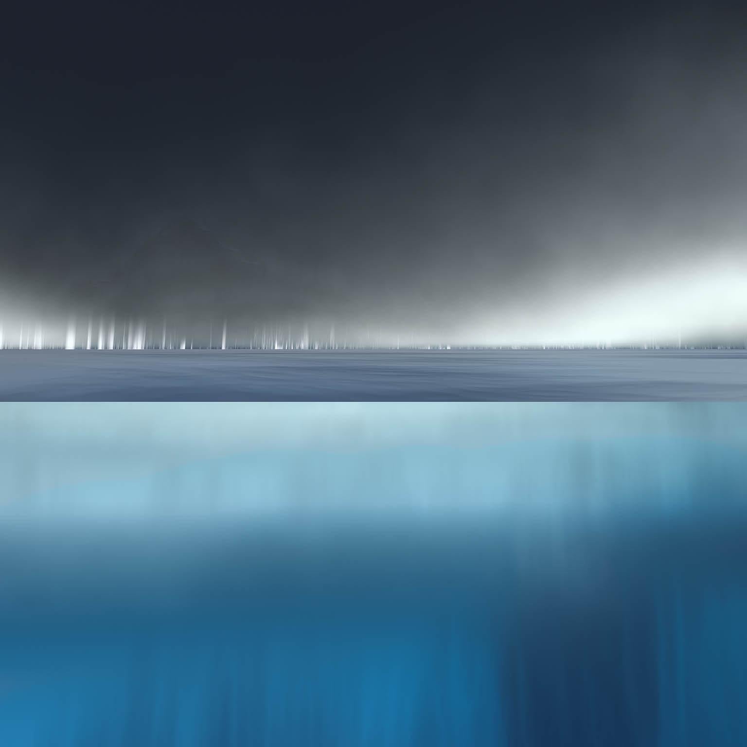 Triptychon – Vision einer Unterwasserwelt in Blautönen – Abstrakte Meereslandschaften im Angebot 2