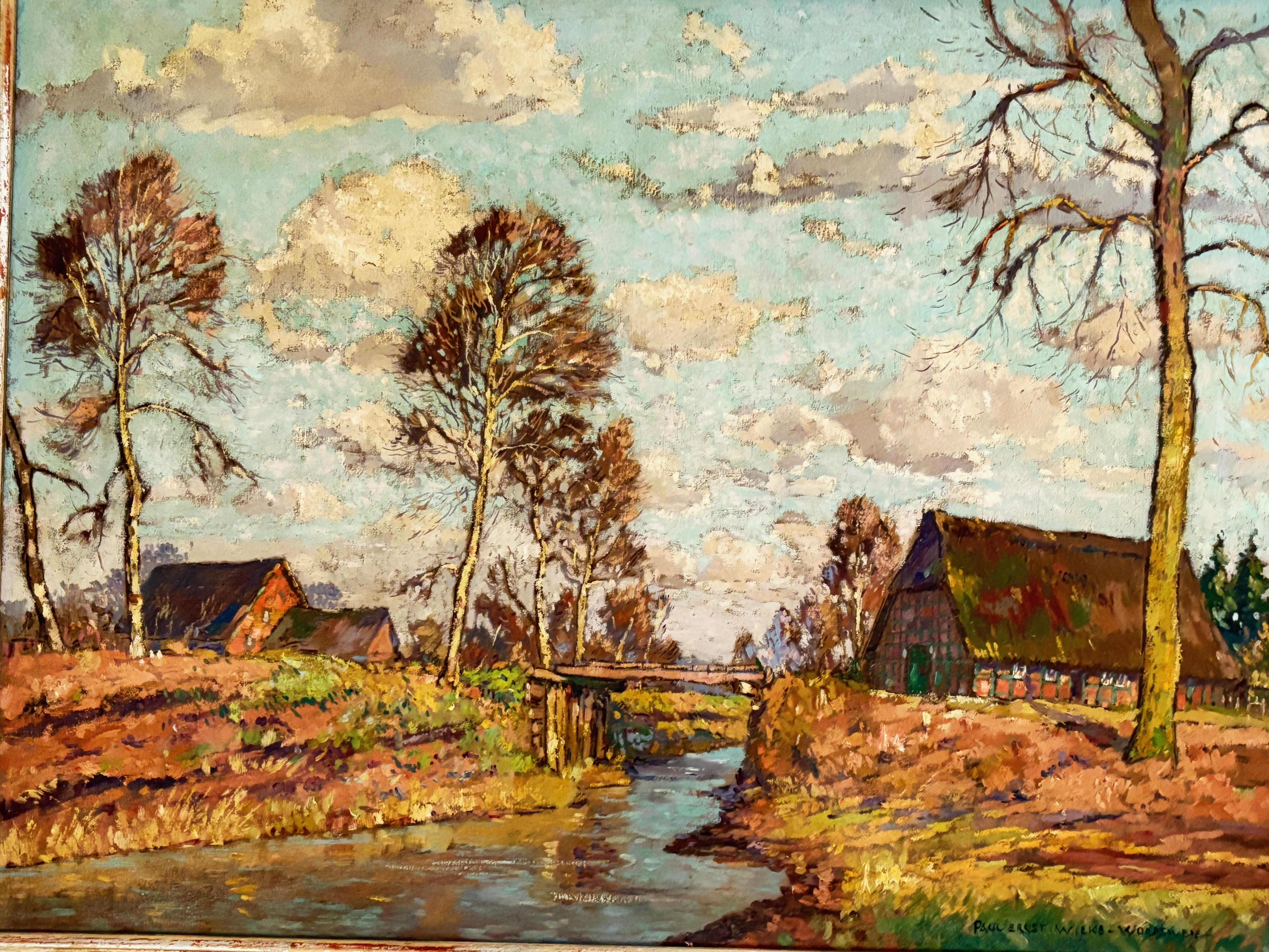 Dipinto a mano Paul Ernst Wilke Pittura di paesaggio impressionista in vendita