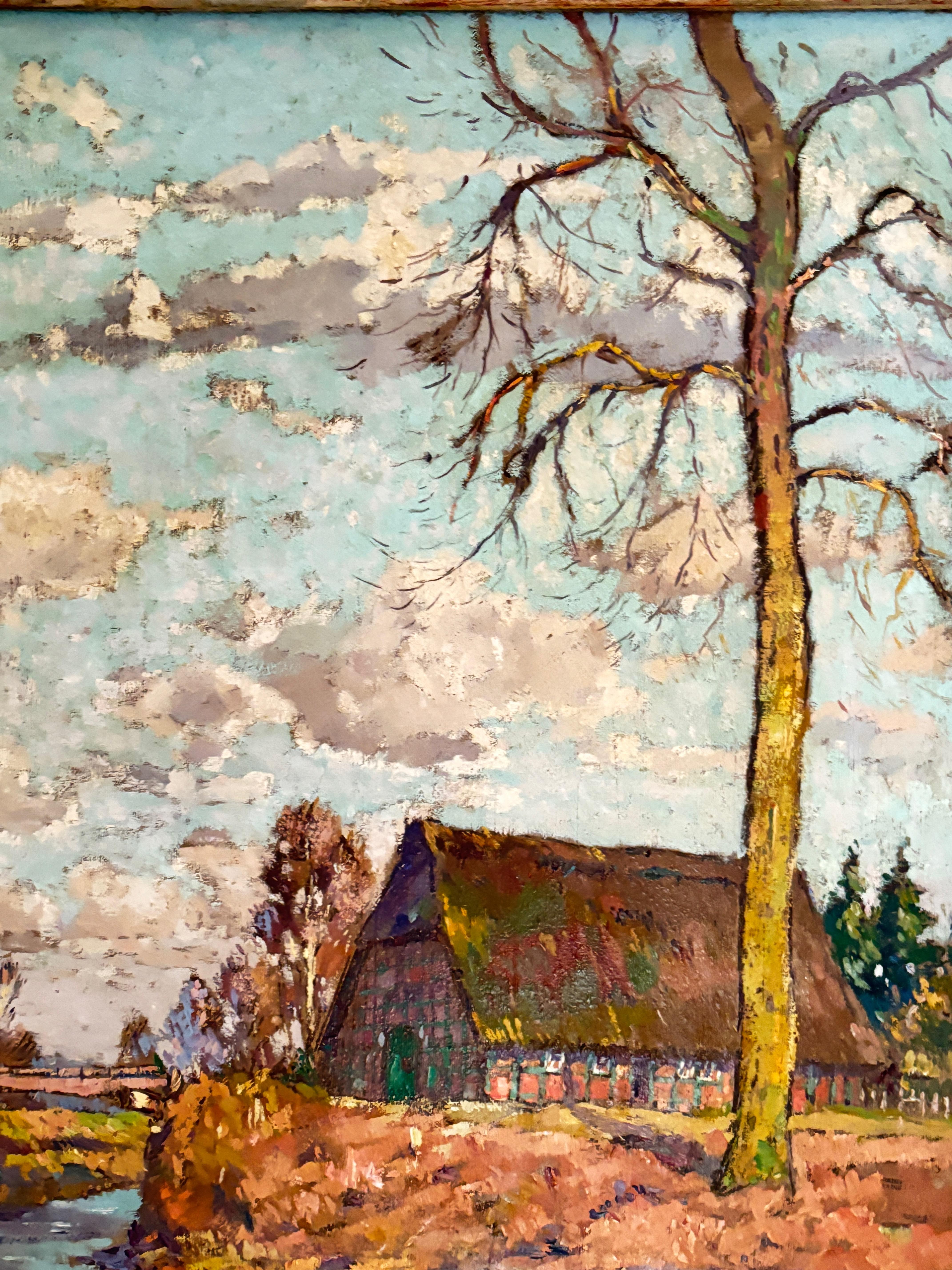 Tela Paul Ernst Wilke Pittura di paesaggio impressionista in vendita