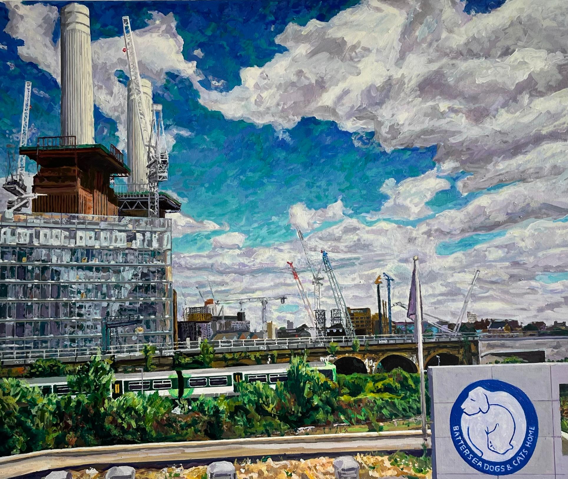 Battersea Power Station Vista - Painting, Acrylic on canvas