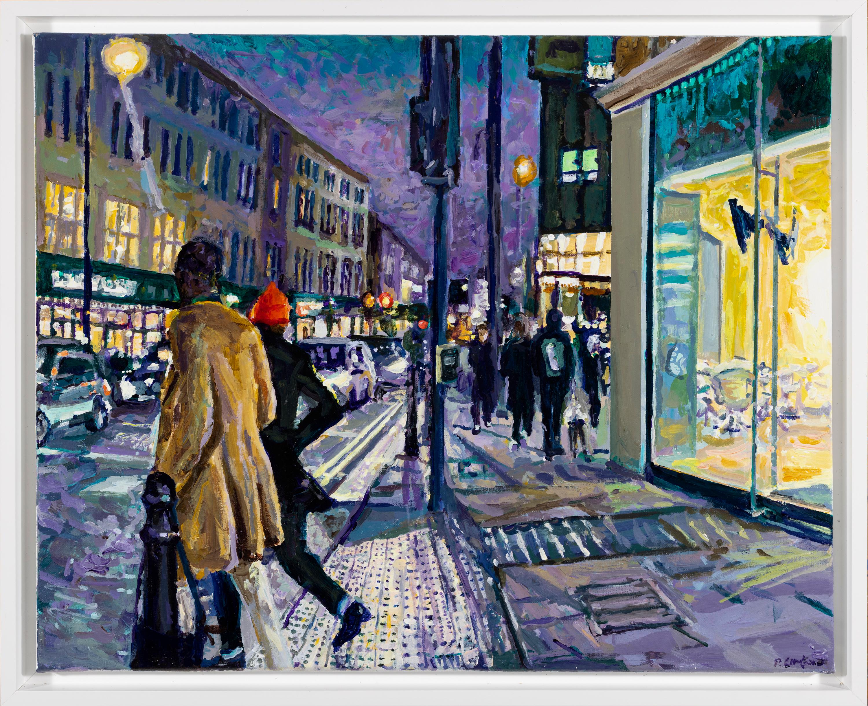 Broadway Evening, Contemporary Acrylic on Canvas, 40 x 50.5 cm, 2023