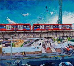 DLR View, Contemporary Acrylic Painting on Canvas, 41 x 46 cm, 2023