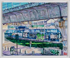 Docklands Scene: Contemporary Acrylic Painting on Canvas, 2023