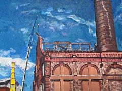 Lots Road with Yellow Crane - Painting, Acrylic on canvas