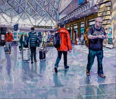 Pasajeros en King's Cross - Pintura, Acrílico sobre lienzo
