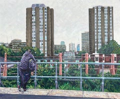 Plattform 1, Zeitgenössische Acrylmalerei auf Baumwoll-Leinwand, 2010+