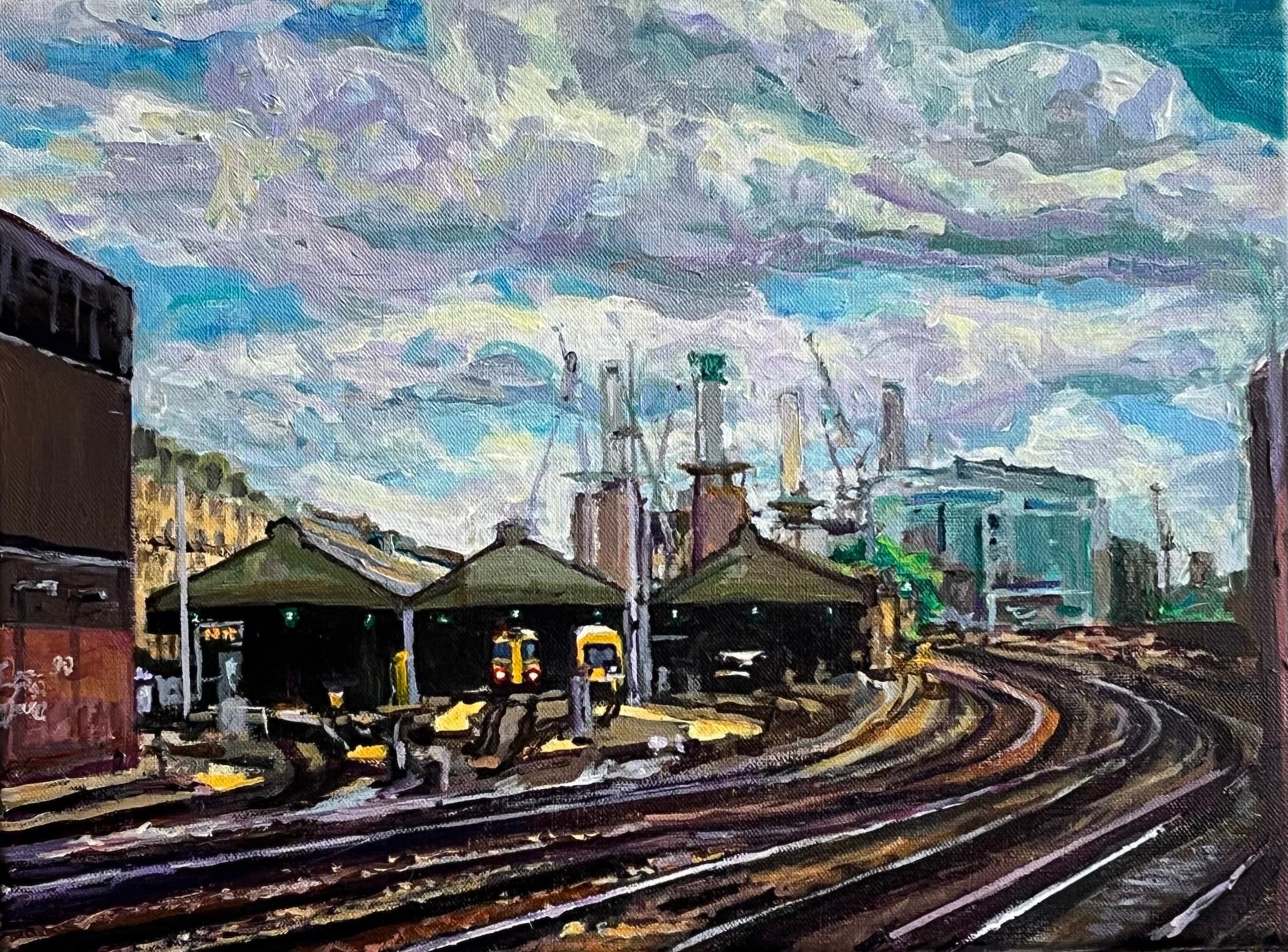 Train Sheds from Victoria - Painting, Acrylic on canvas