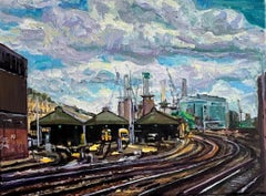 Train Sheds from Victoria - Painting, Acrylic on canvas