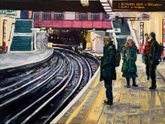 Tube Station Platform - Painting, Acrylic on canvas