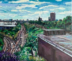 Urban Rail Landscape - Painting, Acrylic on canvas