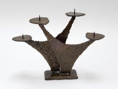 Paul Evans Style Brutalist Candleholder, 1970s