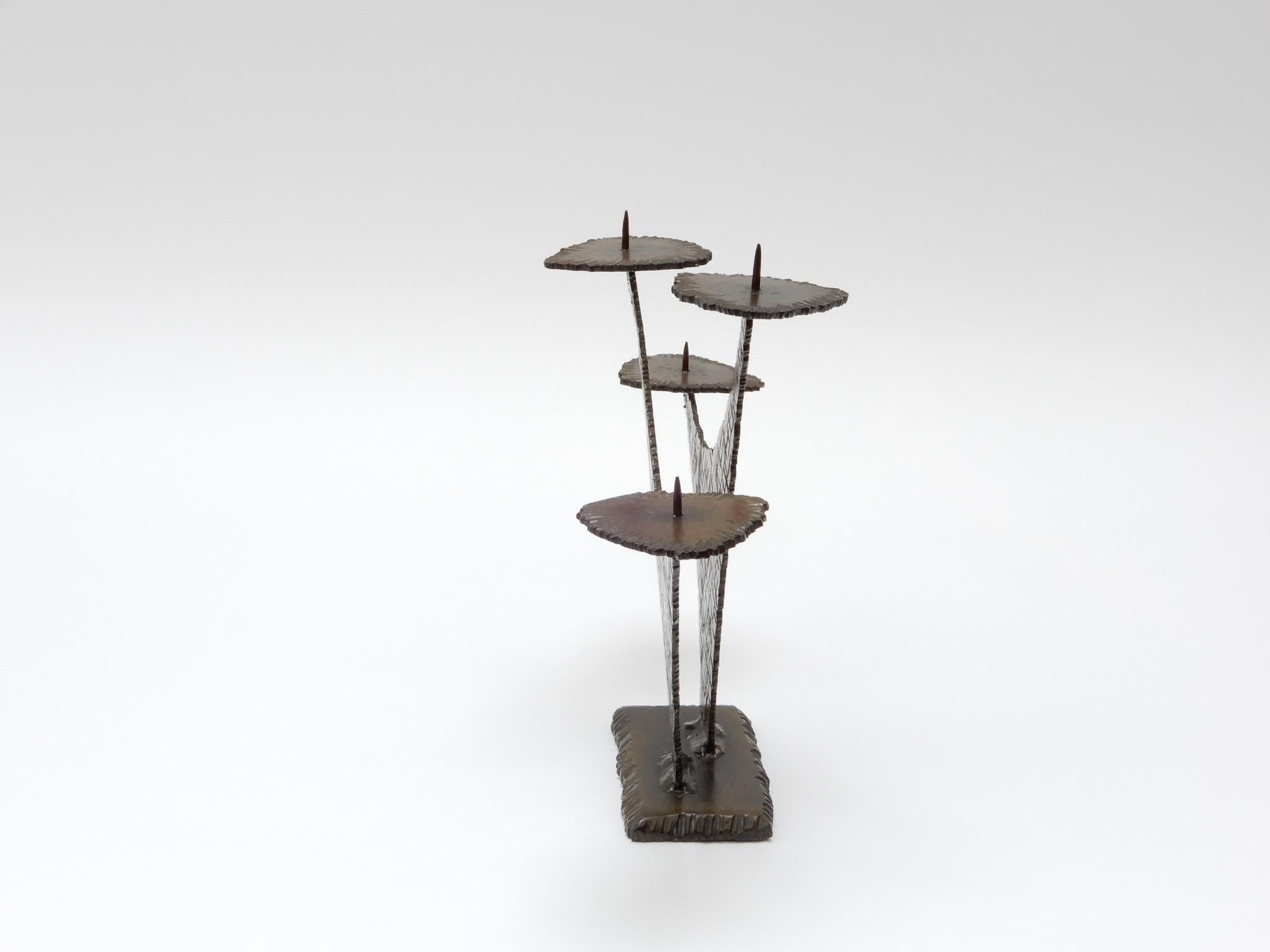 Late 20th Century Paul Evans Style Brutalist Candleholder, 1970s For Sale
