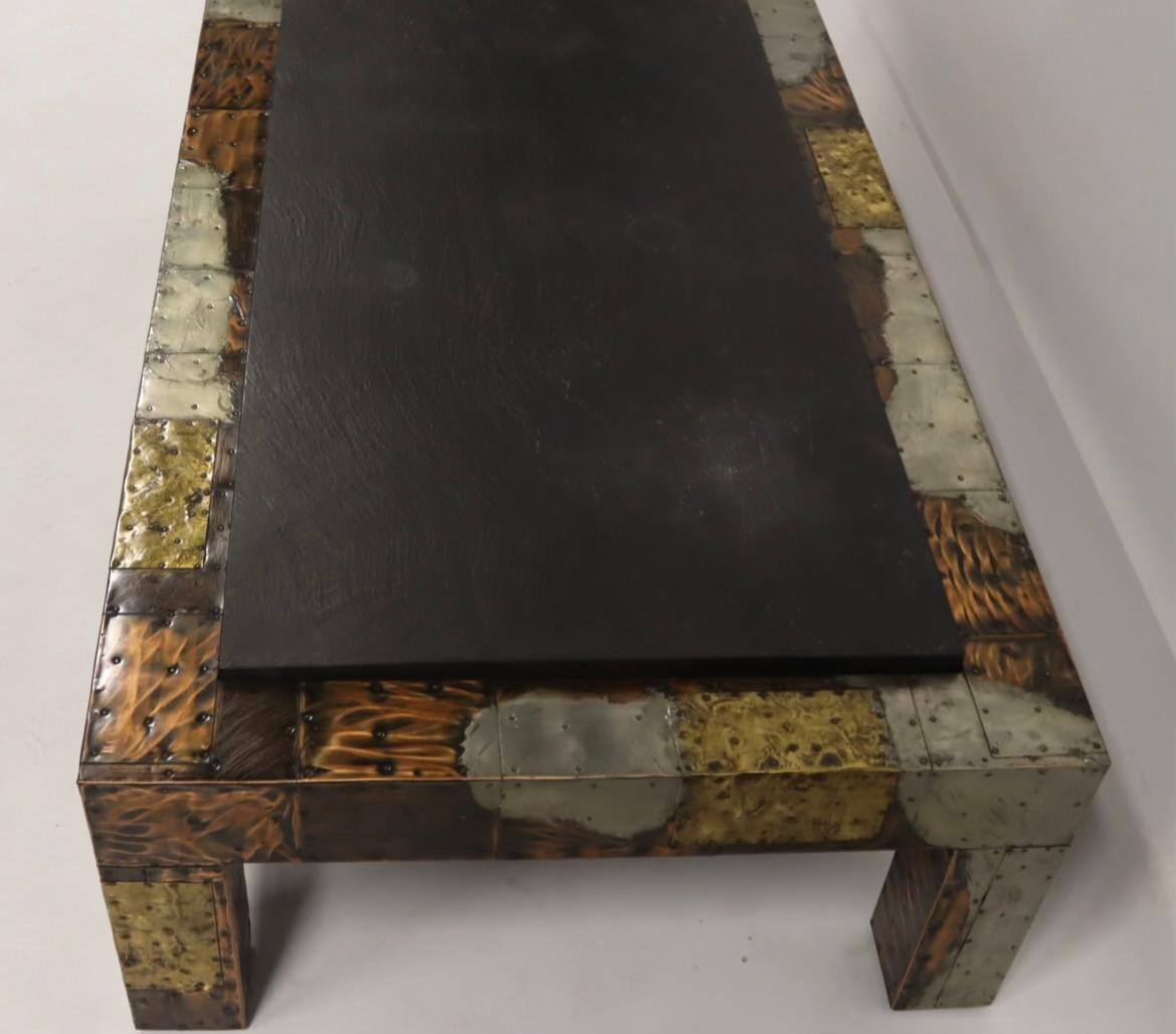 Paul Evans Patchwork Black Slate Top Brutalist Coffee Table circa 1970 For Sale 1
