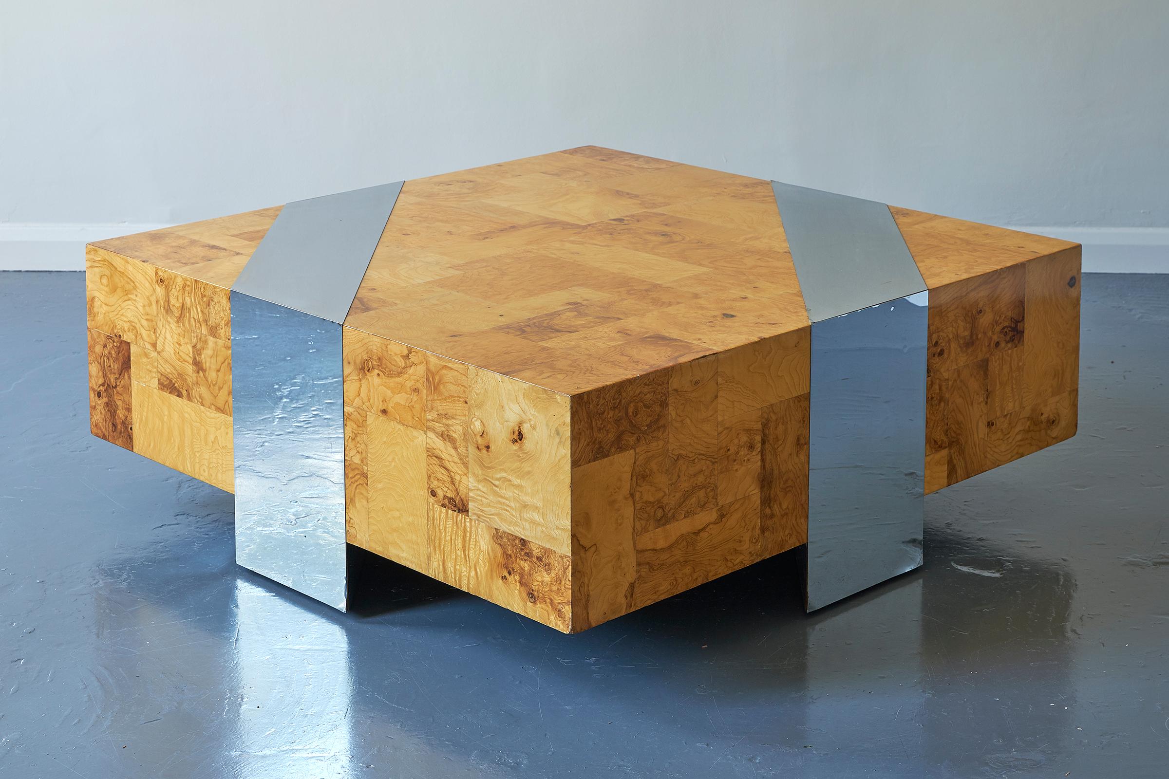 American Paul Evans Brutalist Patchwork Coffee Table, Circa 1970 For Sale