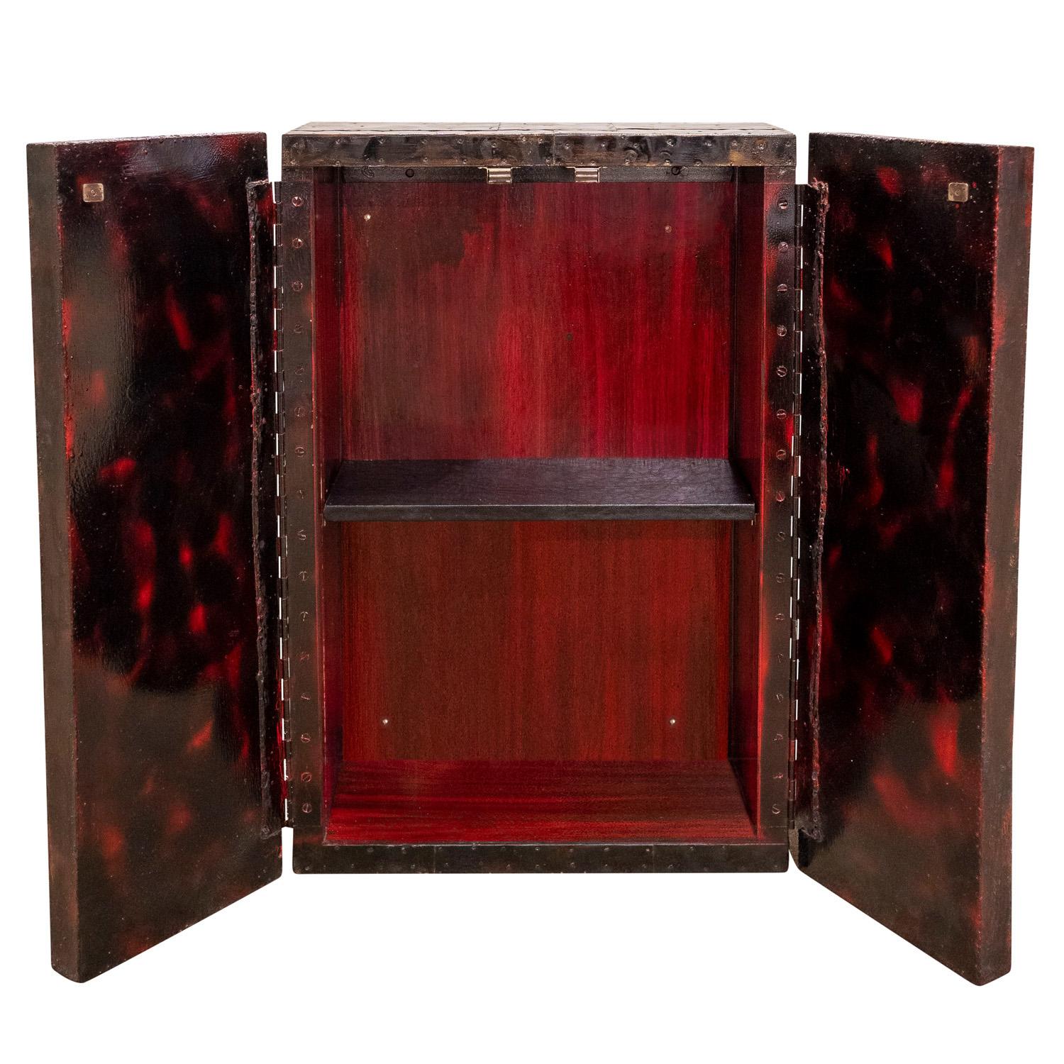 American Paul Evans 2 Door Wall Mounted Cabinet Welded 1968, 'Signed and Dated'