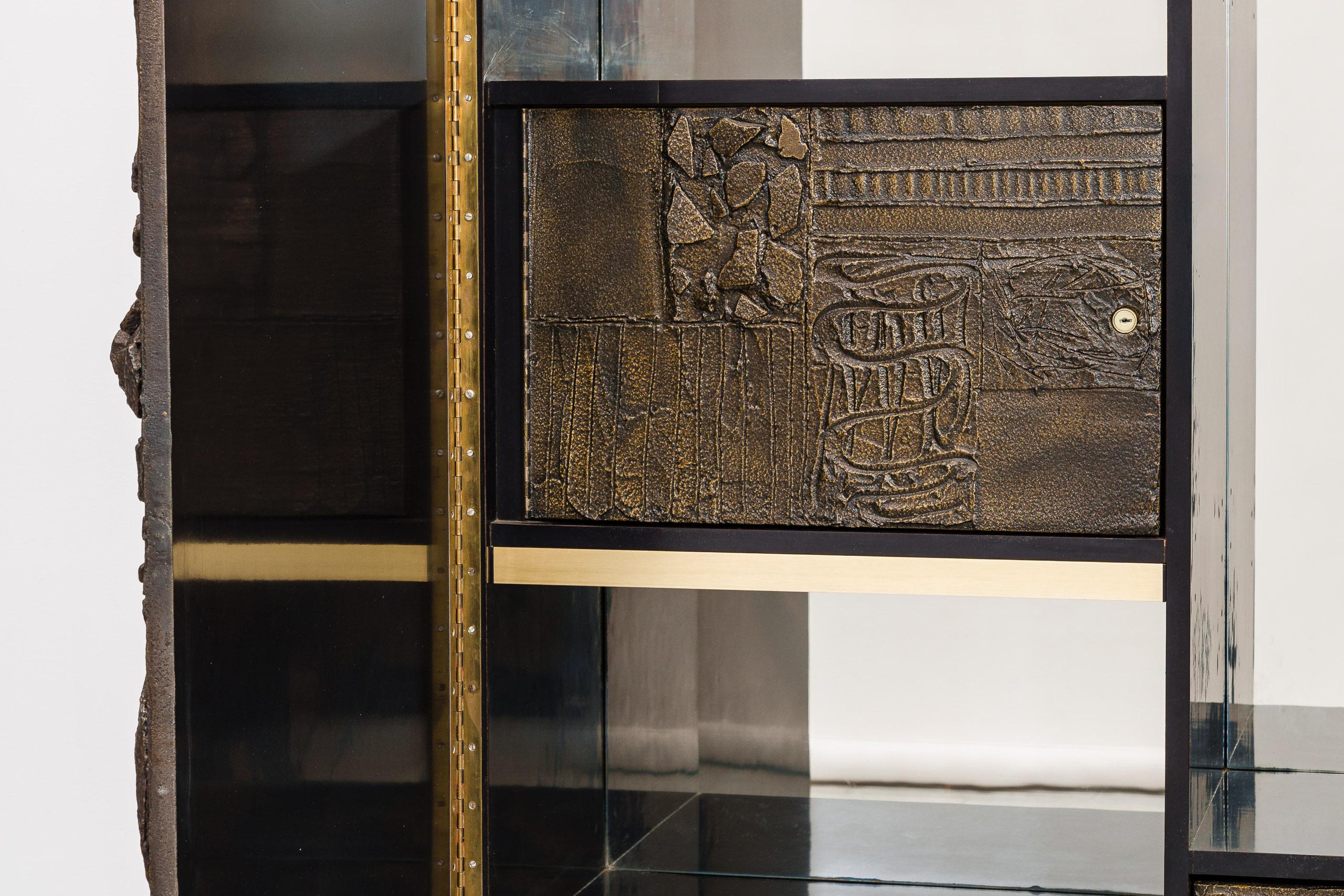 Paul Evans, 72'' Wandmontierte Scheibenleiste aus Bronze im Angebot 7