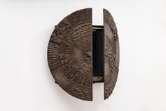 Paul Evans, 72'' Wall-mounted Sculpted Bronze Disc Bar