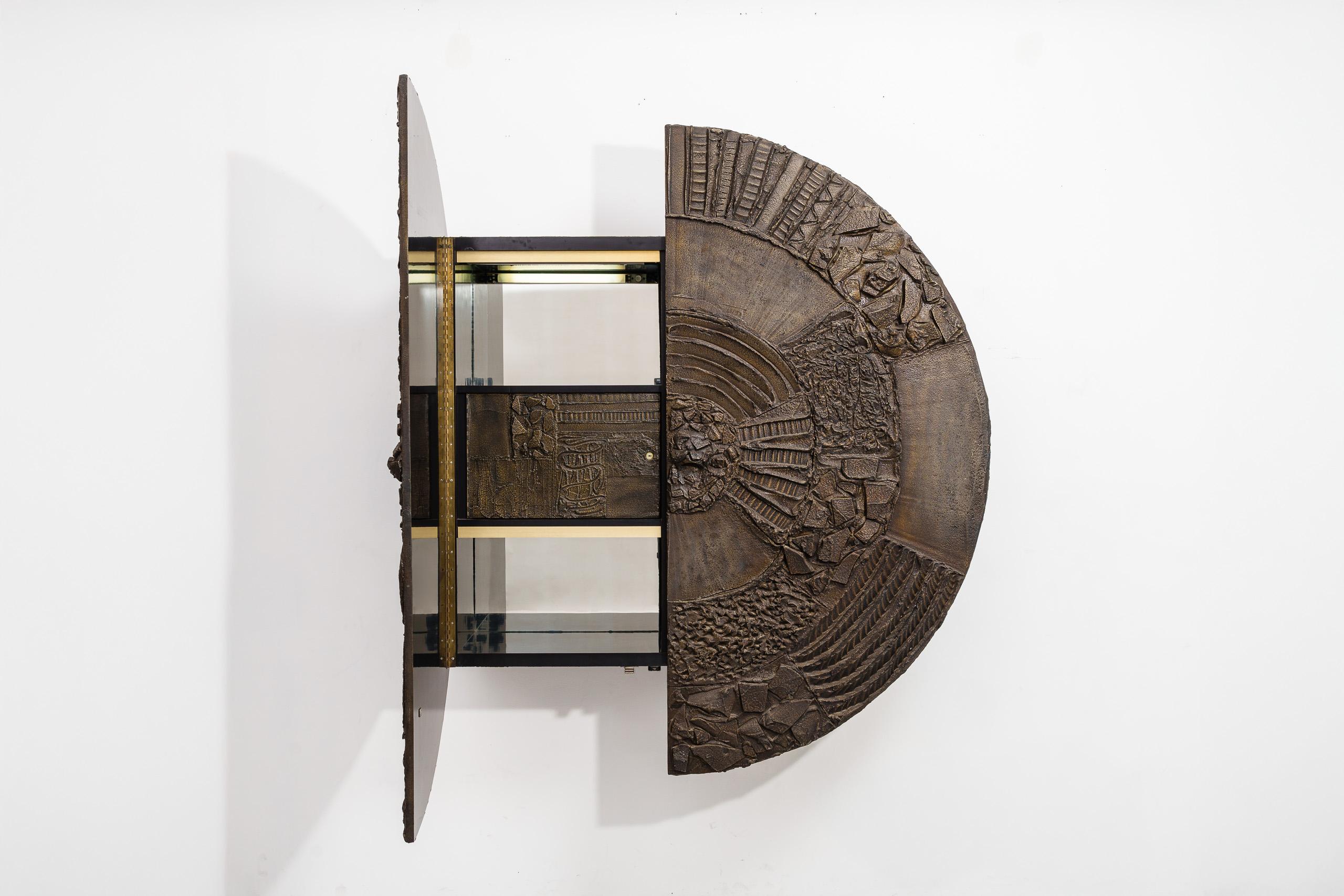Paul Evans, 72'' Wandmontierte Scheibenleiste aus Bronze (amerikanisch) im Angebot