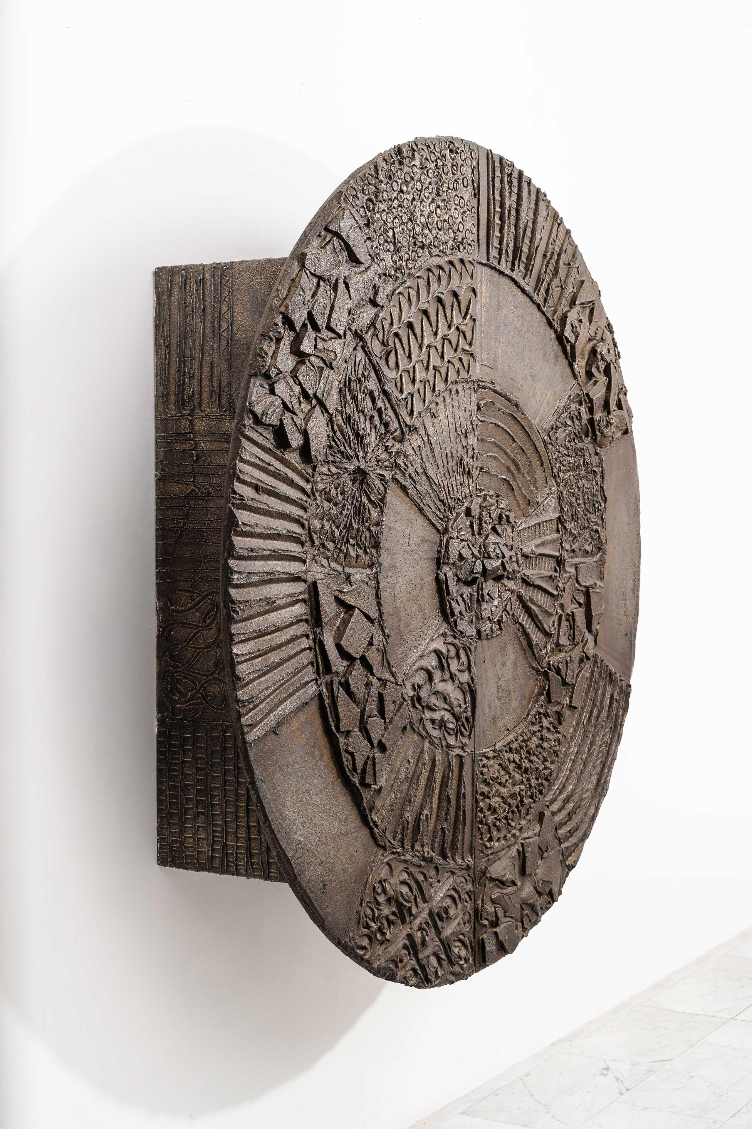 Paul Evans, 72'' Wandmontierte Scheibenleiste aus Bronze im Angebot 2