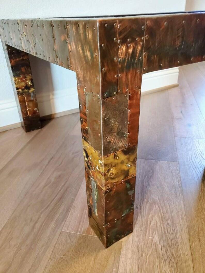 Copper Paul Evans American Mid-Century Brutalist Coffee Table For Sale