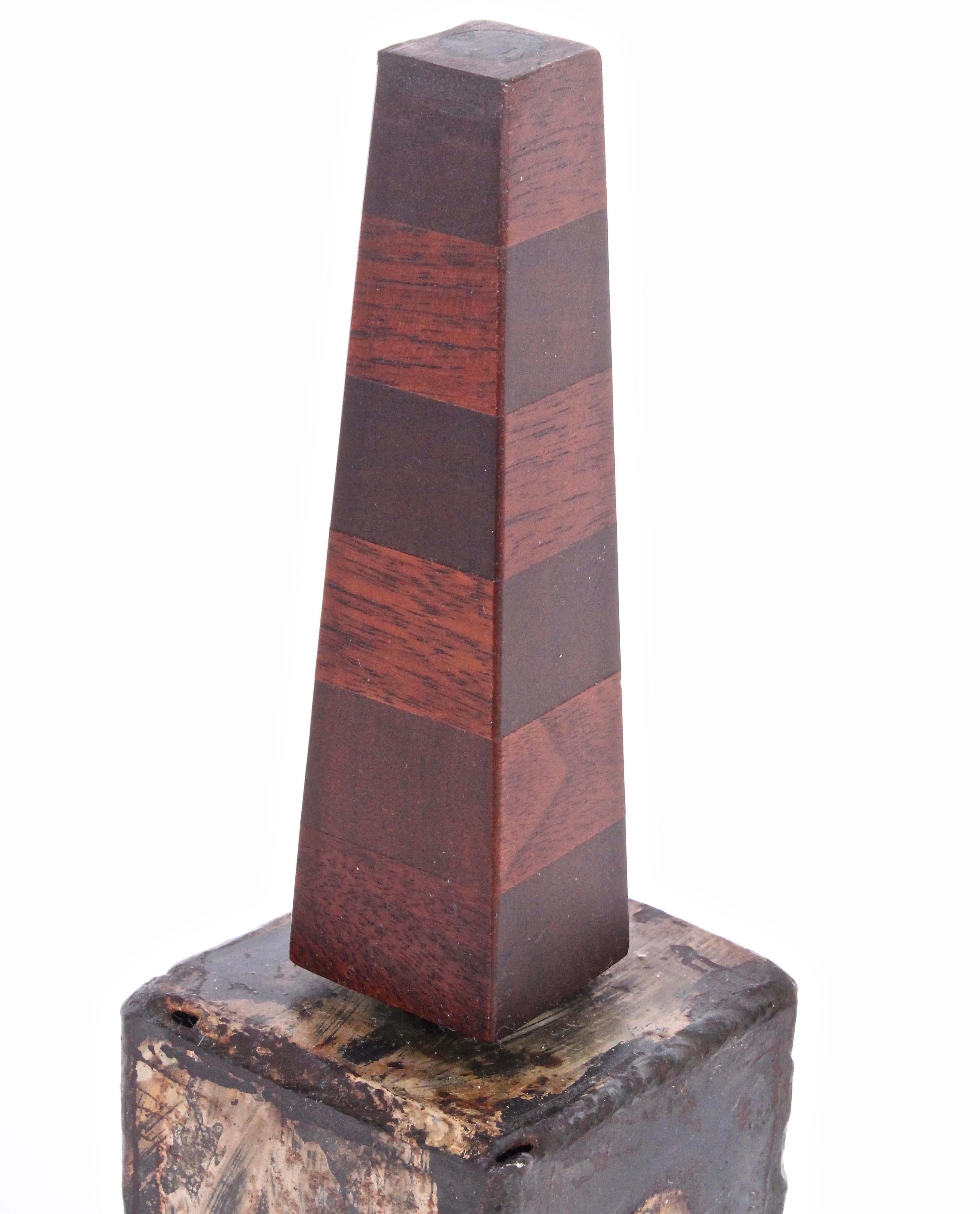 Paul Evans & Phillip Lloyd Powell Handcrafted Steel, Brass & Wood Brutalist Bell In Good Condition For Sale In Bainbridge, NY