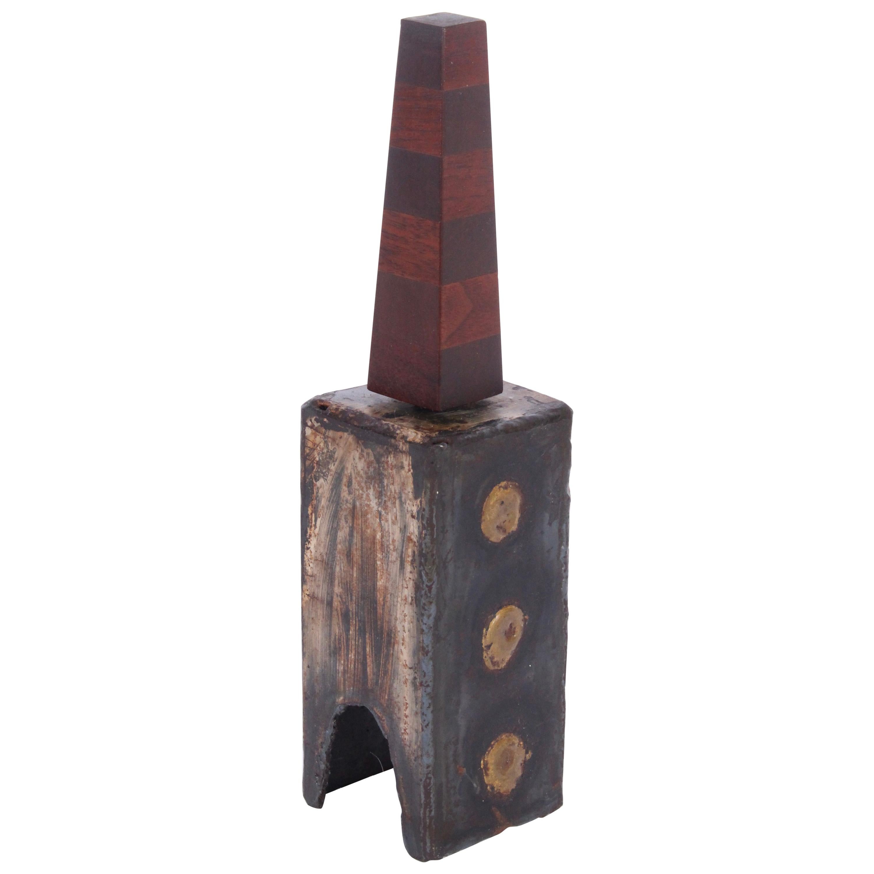 Brutalistische Glocke aus Stahl, Messing und Holz von Paul Evans & Phillip Lloyd Powell, handgefertigt